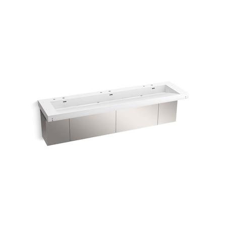 Kohler 90In Wall-Mount Trough Lavatory System In Glacier White 81033-BSS-KCG
